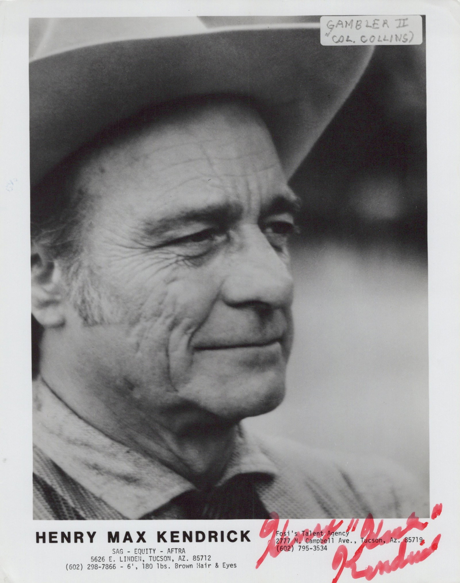 Henry Kendrick (1933-1990) GAMBLER 2 In Person Signed Photo (1 of 1)