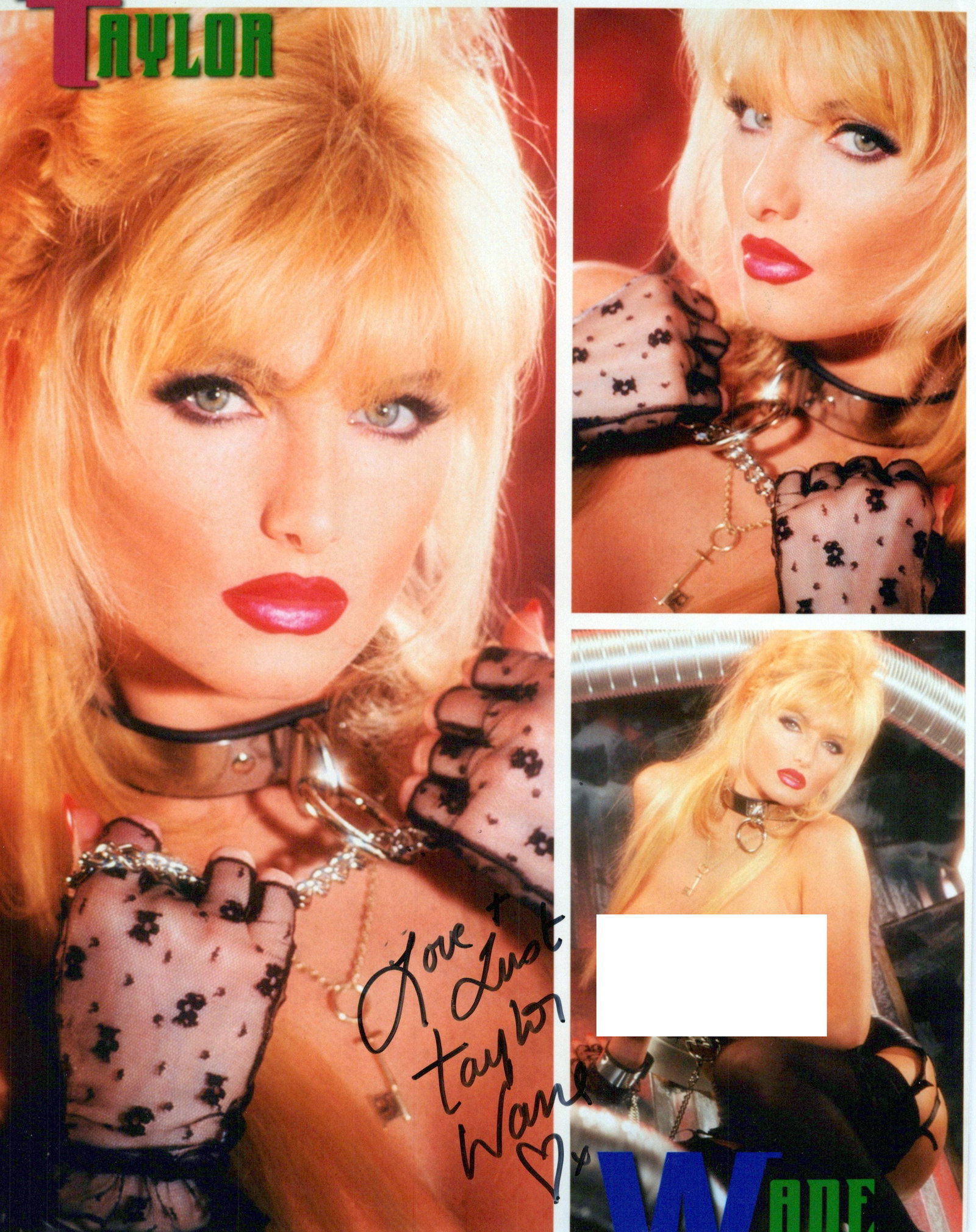 Taylor Wane ADULT FILM In Person Signed Photo: Photo size is 8x10. Taylor Wane in person signed photo. After her mother entered her in a calendar girl contest at age 18, which she won, she shifted to modeling, posing topless for the Daily Sport wh