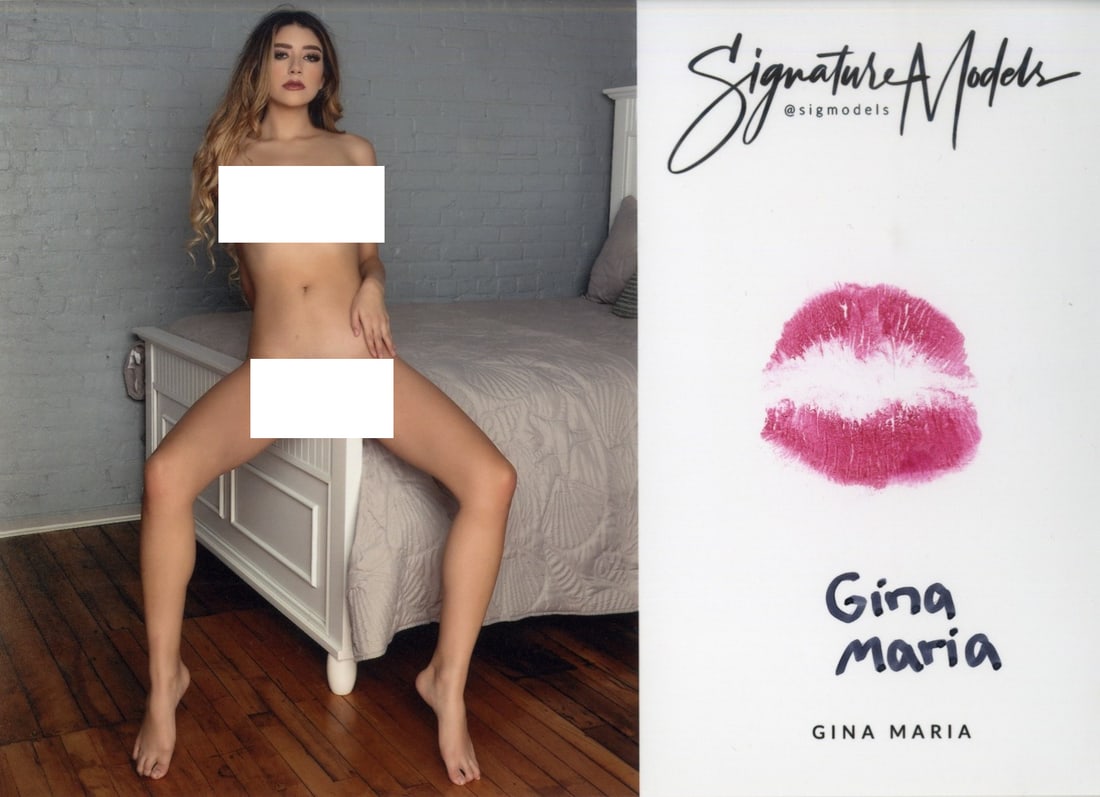 Gina Maria PLAYBOY / HUSTLER KISS CARD In Person Signed Photo: Photo size is 5x7. PRIVATE SIGNING. Gina Maria in person signed photo and kiss card. Playboy / Hustler Model. 5x7 Color In Person signed very sexy portrait. She added a lip print. This item was signed