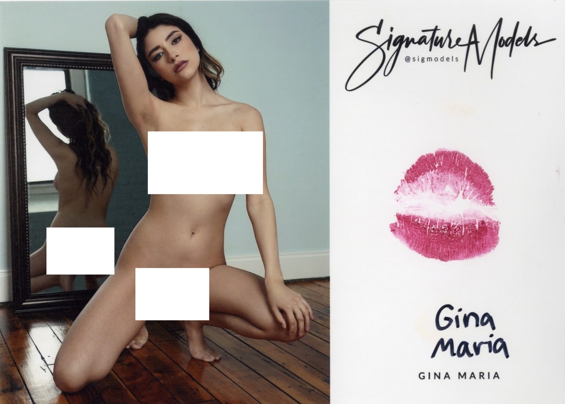 Gina Maria PLAYBOY / HUSTLER KISS CARD In Person Signed Photo: Photo size is 5x7. PRIVATE SIGNING. Gina Maria in person signed photo and kiss card. Playboy / Hustler Model. 5x7 Color In Person signed very sexy portrait. She added a lip print. This item was signed