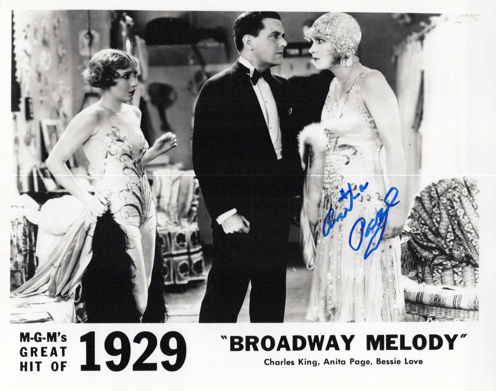 Anita Page (1910-2008) BROADWAY MELODY Signed Photo: Photo size is 8x10. Anita Page (1910-2008) signed photo from the movie BROADWAY MELODY. Anita Page as the character Queenie Mahoney