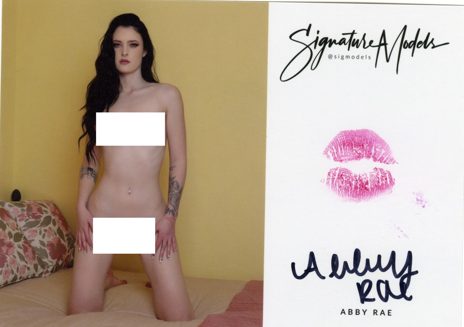 Abby Rae LIP PRINT KISS CARD In Person Signed Photo: Photo size is 5x7. PRIVATE SIGNING. Abbii Rae in person sign autographed photo. Abbii Rae is a popular signature model. This item was signed at an exclusive photo shoot and signing on March 27 2025.