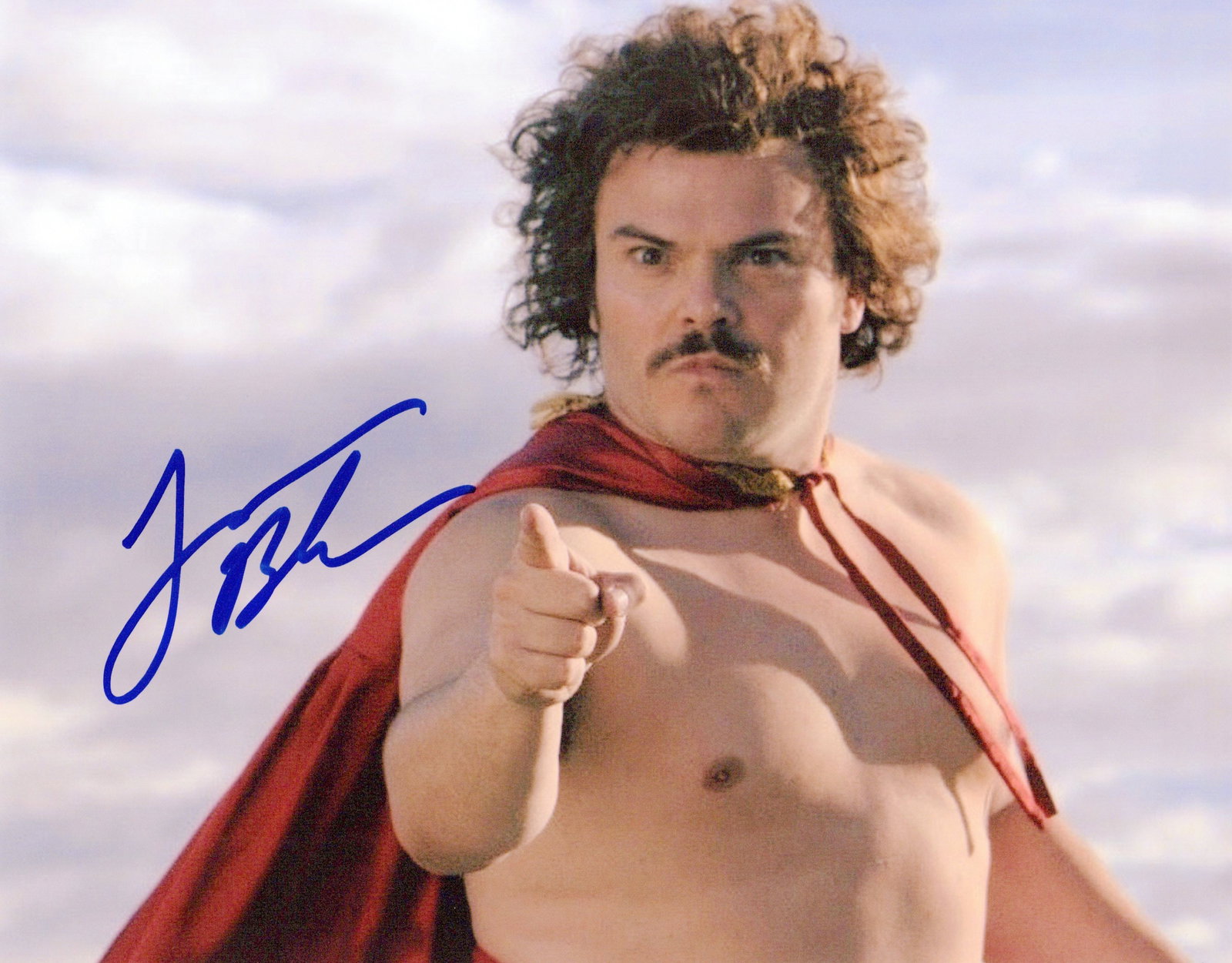 Jack Black NACHO LIBRE In Person Signed Photo: Photo size is 8x10. Jack Black in person signed photo from the movie NACHO LIBRE. Jack Black as the character Nacho.