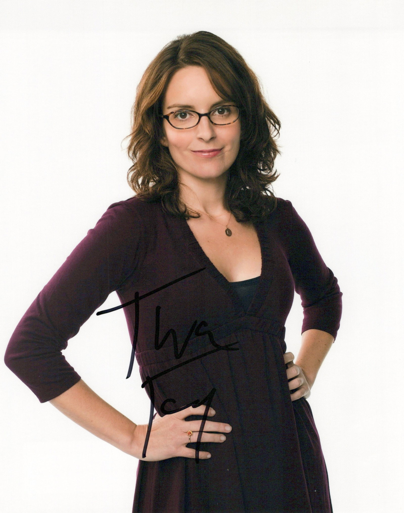 Tina Fey 30 ROCK In Person Signed Photo: Photo size is 8x10. Tina Fey in person signed photo from the TV series 30 ROCK. Tina Fey as the character Liz Lemon.