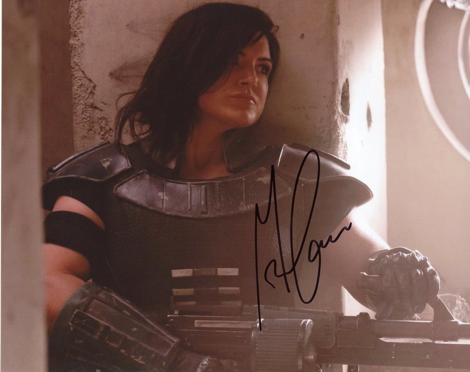 Gina Carano THE MANDALORIAN In Person Signed Photo: Photo size is 8x10. Gina Carano in person signed autographed photo from the TV series THE MANDALORIAN. Gina Carano as the character Cara Dune.