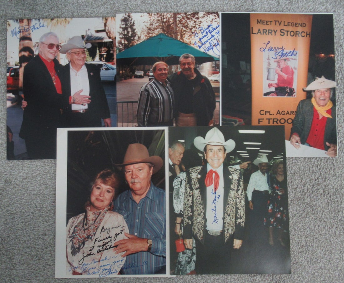 (5) Photo In Person Lot #5: All Photos are 8x10. These are Candid 1 of a kind Con photos taken and then signed by the celebrity. In this lot you are getting Monty Hale, Herb Jeffries, Larry Storch, Jointly signed John Mitchum / 