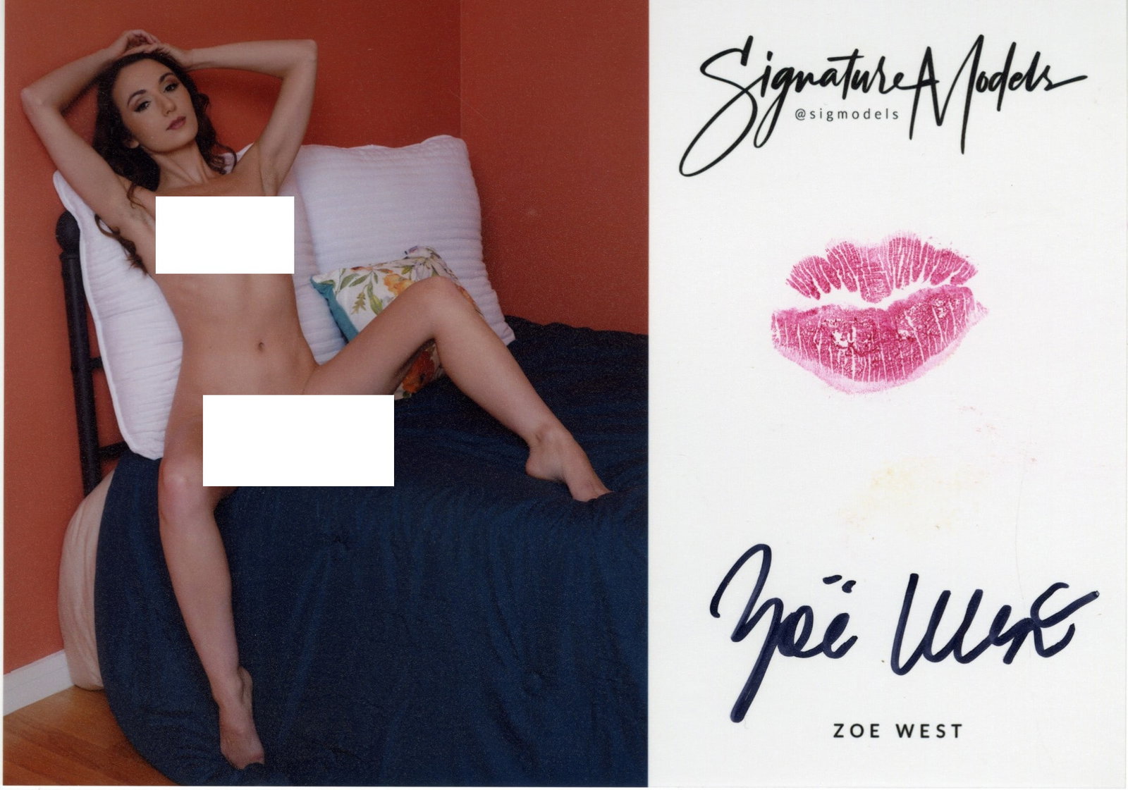 Zoe West PENTHOUSE LIP PRINT KISS CARD In Person Signed Photo