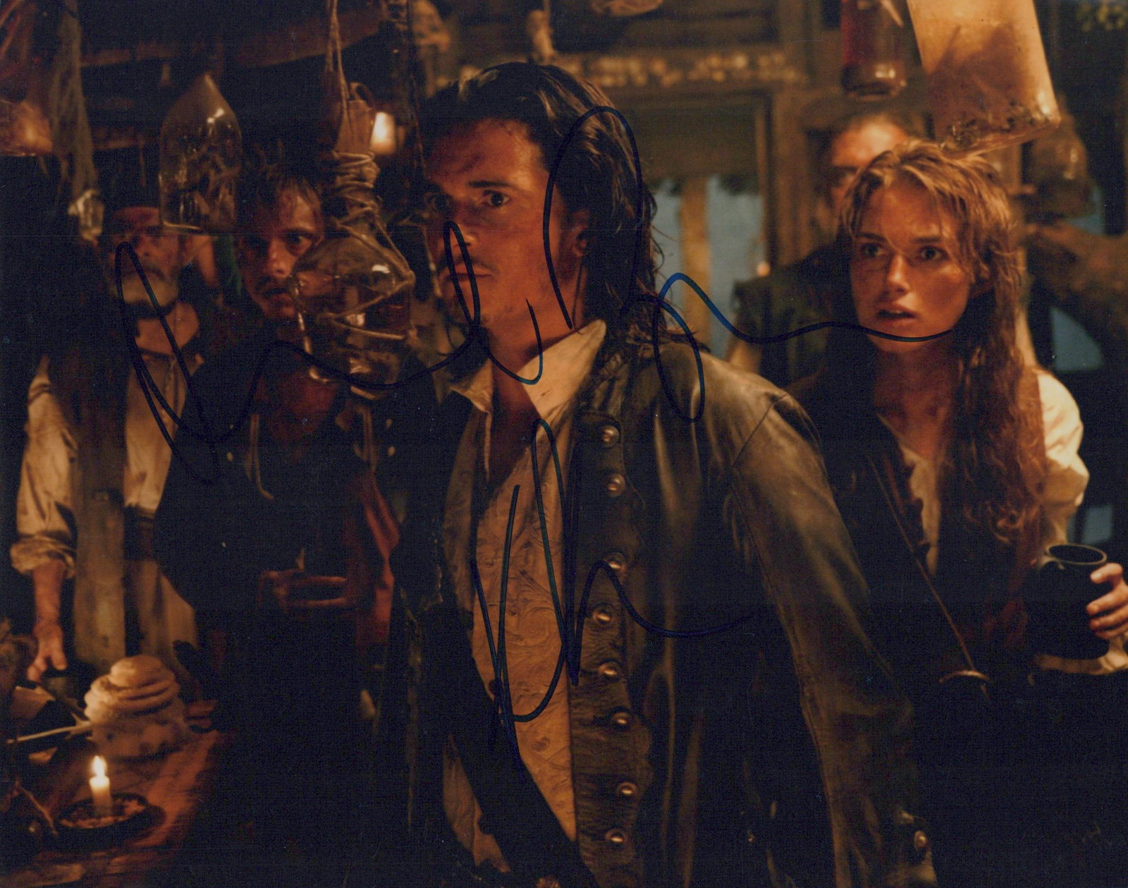 Orlando Bloom / Kiera Knightley PIRATES CARIBBEAN In Person Signed Photo
