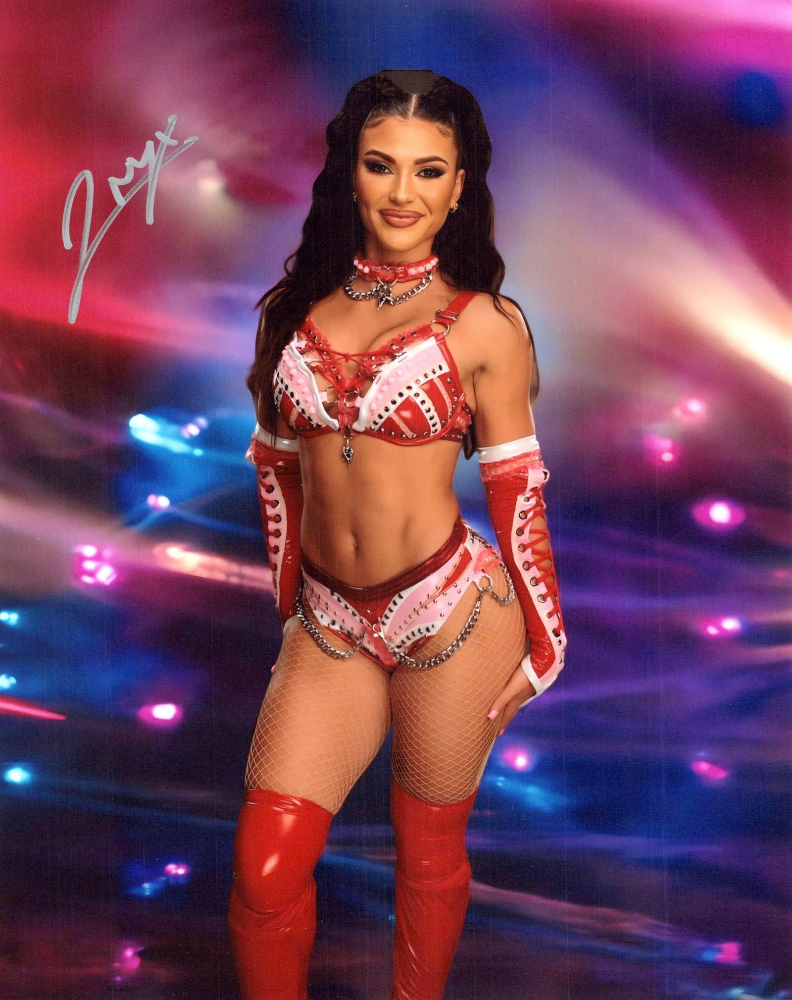 Jazmyn Nyx WWE In Person Signed Photo: Photo size is 8x10. Jazmyn Nyx in person signed photo. Jade Arianna Gentile is an American professional wrestler and former soccer player. She is best known for her tenure in WWE, where she performed 