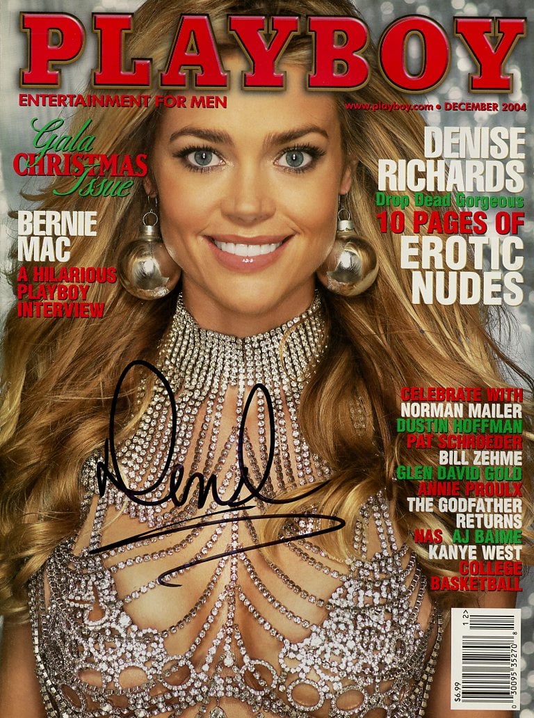 Denise Richards FULL ISSUE Signed Playboy Magazine: FULL Issue of Playboy. This is a full signed copy of Playboy signed by the cover model Denise Richards. Issue December 2004.