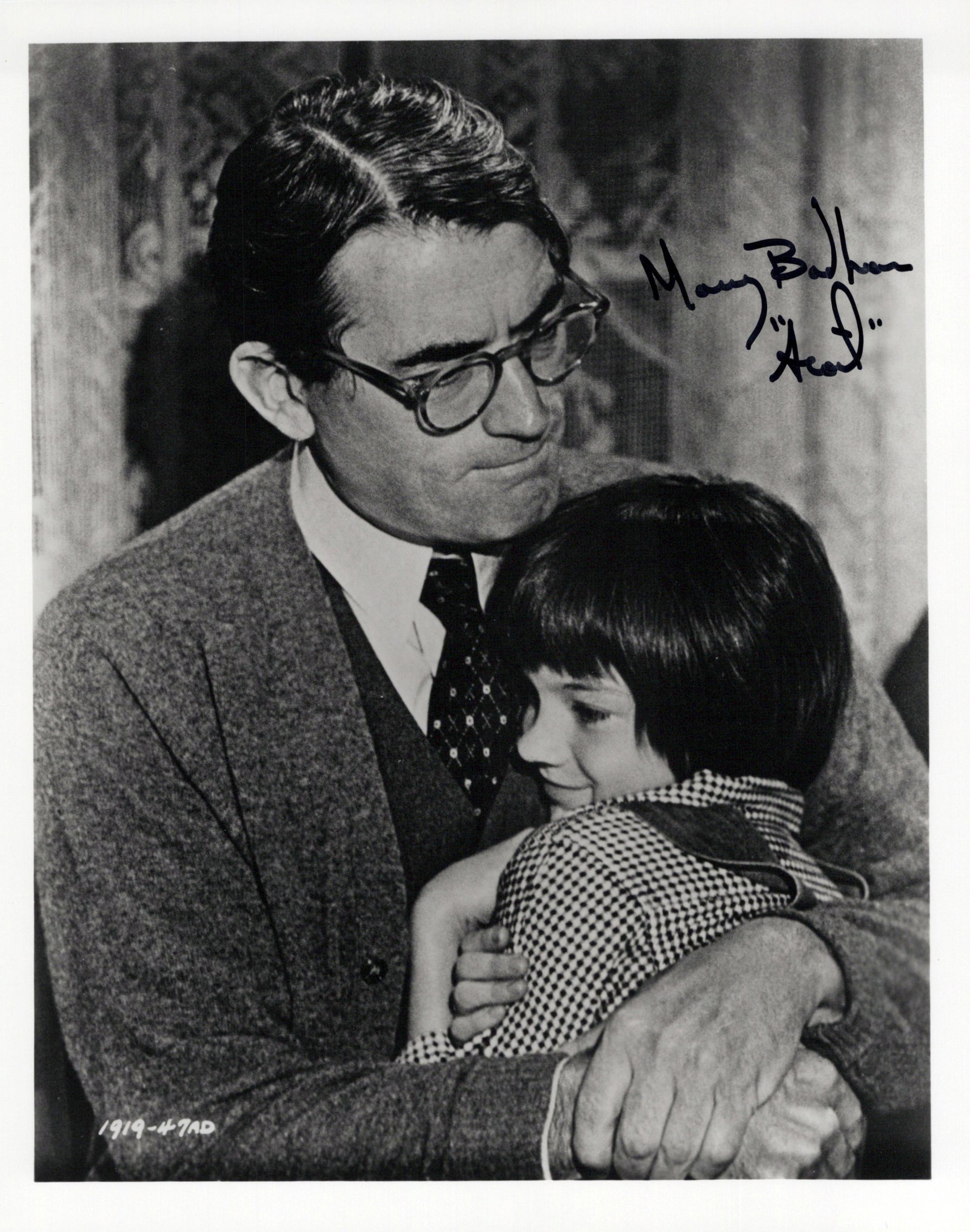 Mary Badham TO KILL A MOCKINGBIRD In Person Signed Photo: Photo size is 8x10. Mary Badham in person signed photo from the movie TO KILL A MOCKINGBIRD. Mary Badham as the character Scout Finch