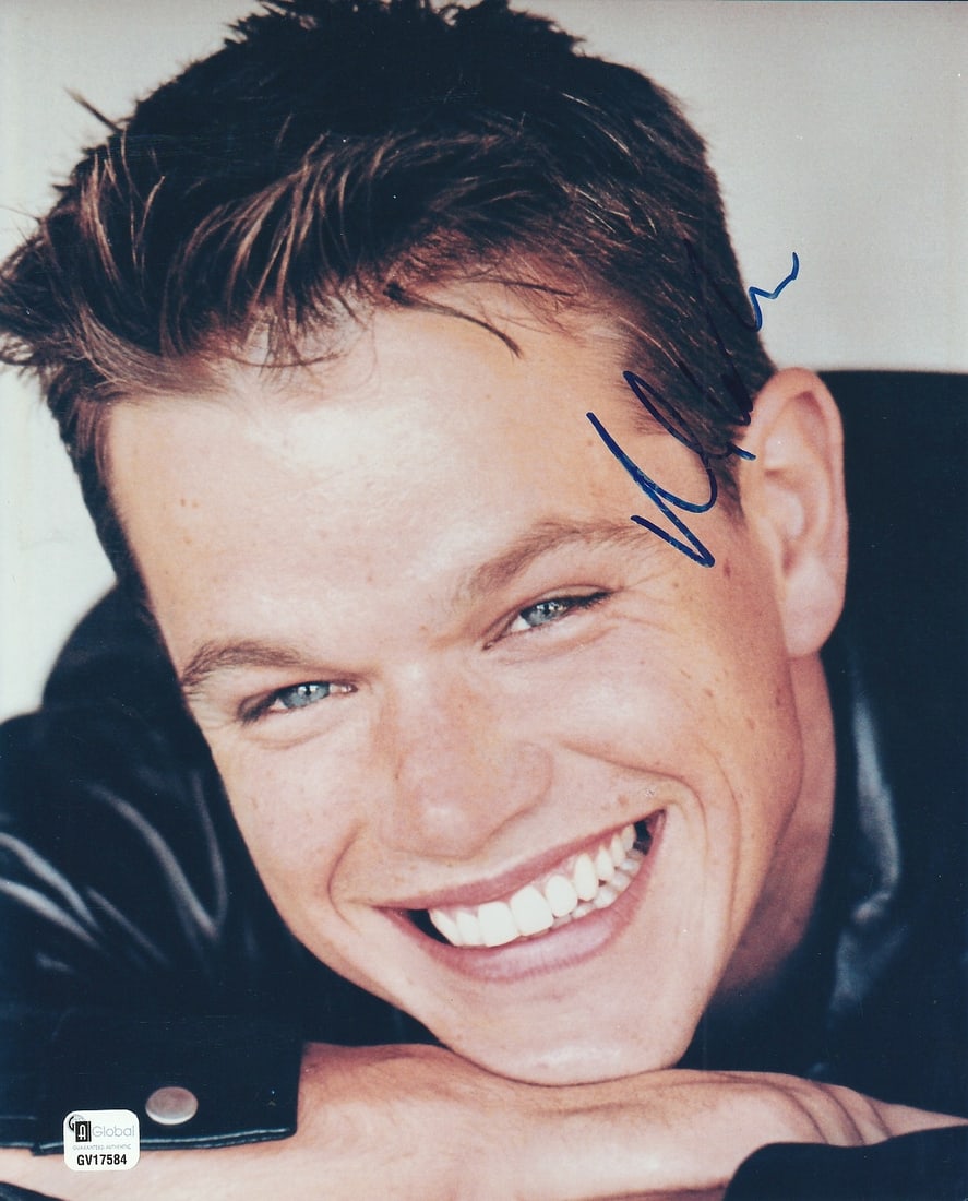 Matt Damon THE DEPARTED / THE MARTIAN In Person Signed Photo: Photo size is 8x10. Matt Damon in person signed photo. Matt Damon has done such movies as GOOD WILL HUNTING, THE TALENTED MR. RIPLEY,, and AND THE JASON BOURNE SERIES