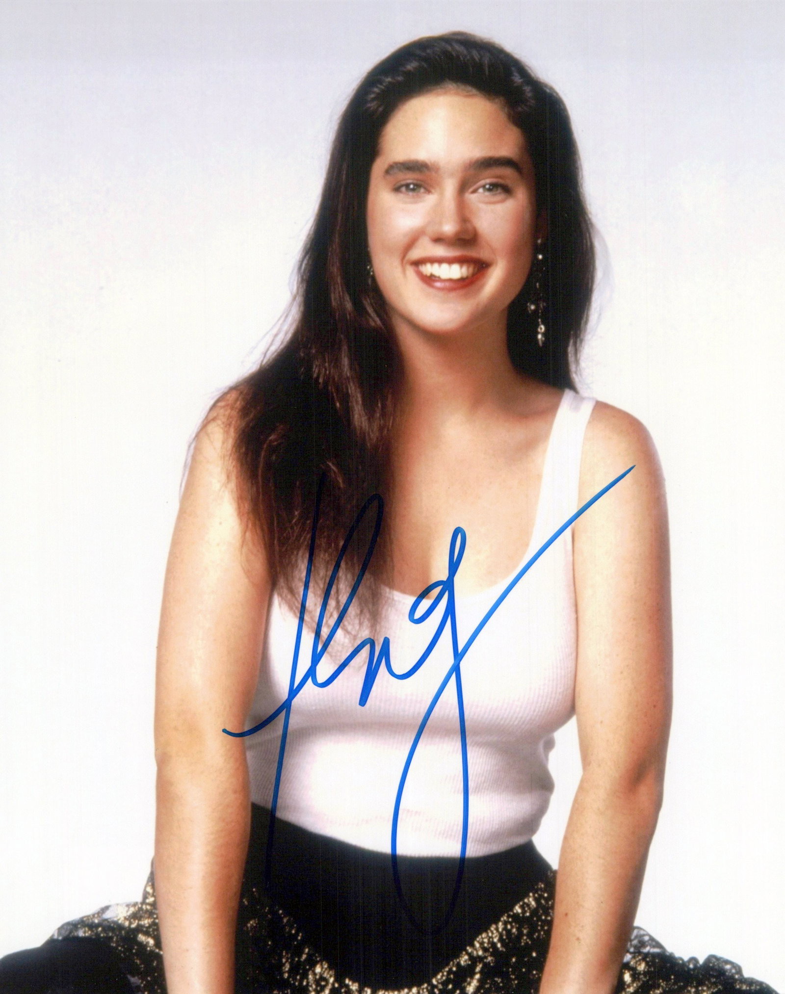 Jennifer Connelly CAREER OPPORTUNITIES In Person Signed Photo: Photo size is 8x10. Jennifer Connolly in person signed photo from the movie CAREER OPPORTUNITIES. Jennifer Connolly as the character Josie McClellan.