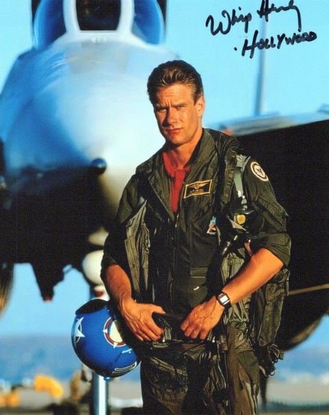Whip Hubley TOP GUN In Person Signed Photo: Photo size is 8x10. Whip Hubley in person signed photo from the movie TOP GUN. Whip Hubley as the character Hollywood.