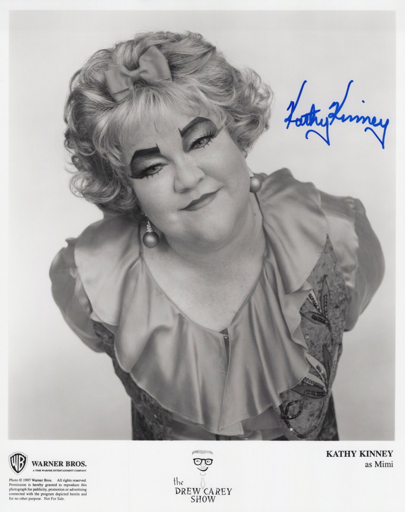 Kathy Kinney DREW CAREY SHOW In Person Signed Photo: Photo size is 8x10. Kathy Kinney in person signed photo from the TV series THE DREW CAREY SHOW. Kathy Kinney as the character Mimi.