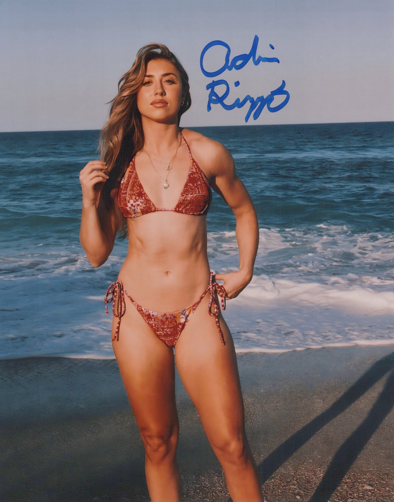 Adrianna Rizzo WWE / HOT In Person Signed Photo: Photo size is 8x10. PRIVATE SIGNING. Adrianna Rizzo /Anna Keefer is an American professional wrestler currently signed to World Wrestling Entertainment (WWE) on the NXT brand under the ring name Adria