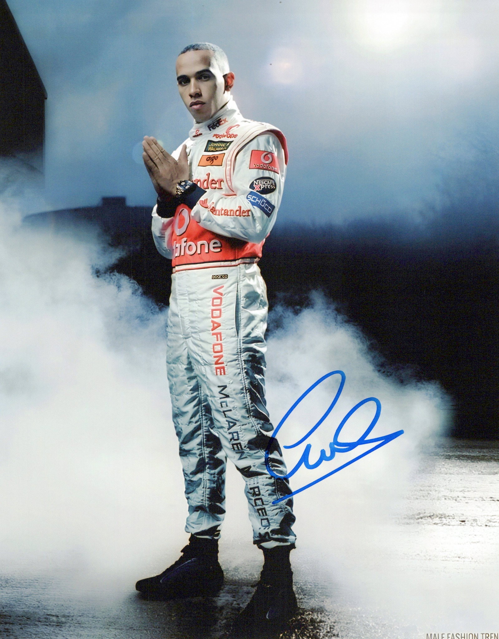 Lewis Hamilton FORMULA ONE RACING In Person Signed Photo: Photo size is 8x10. Lewis Hamilton in person signed photo. Sir Lewis Carl Davidson Hamilton is a British racing driver who competes in Formula One for Ferrari. Hamilton has won a joint-record seven Fo