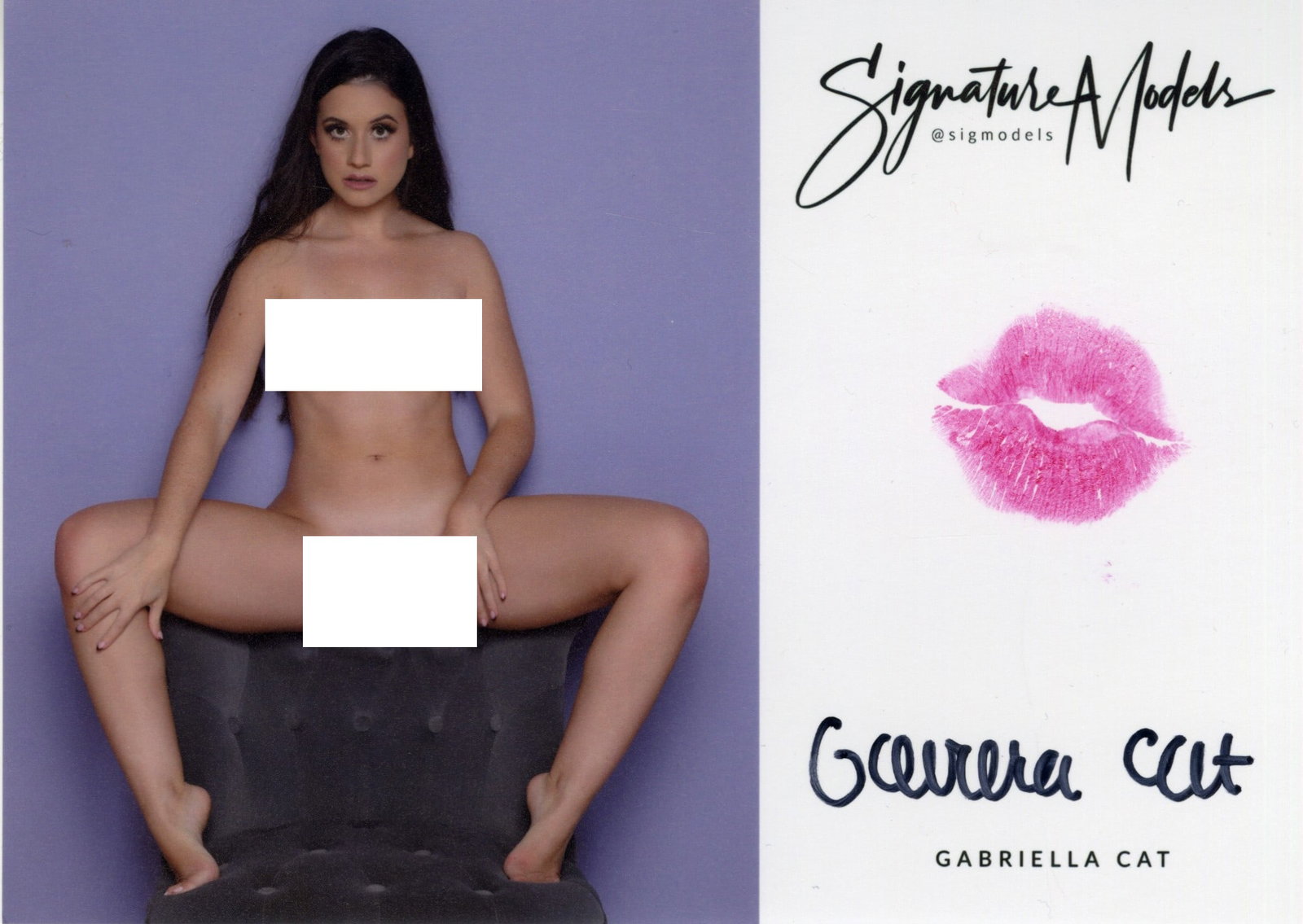 Gabriella Cat LIP PRINT KISS CARD In Person Signed Photo: Photo size is 5x7. PRIVATE SIGNING. Gabriella Cat in person signed photo and kiss card. Popular Glamour Model. 5x7 Color In Person signed very sexy portrait. She added a lip print. This item was signe