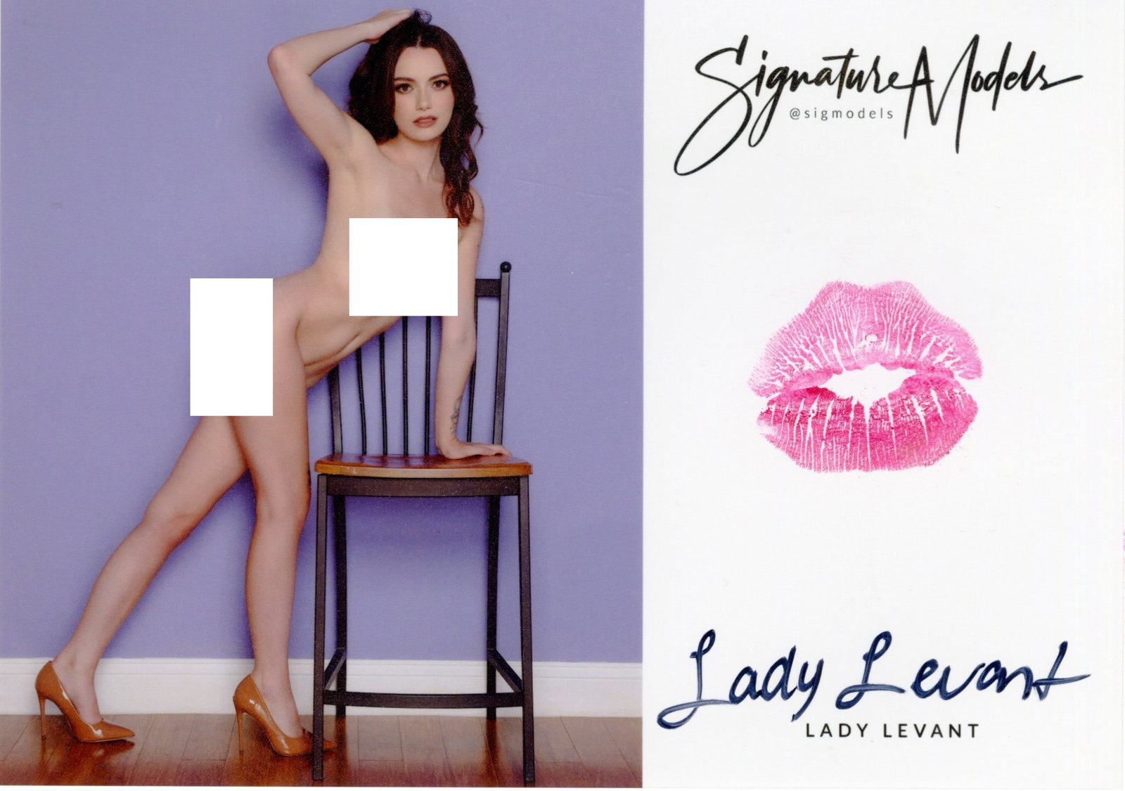 Lady Lavant LIP PRINT KISS CARD In Person Signed Photo: Photo size is 5x7. PRIVATE SIGNING. Lady Levant in person signed photo and kiss card. Signature Model. 5x7 Color In Person signed very sexy portrait. She added a lip print. This item was signed at an 