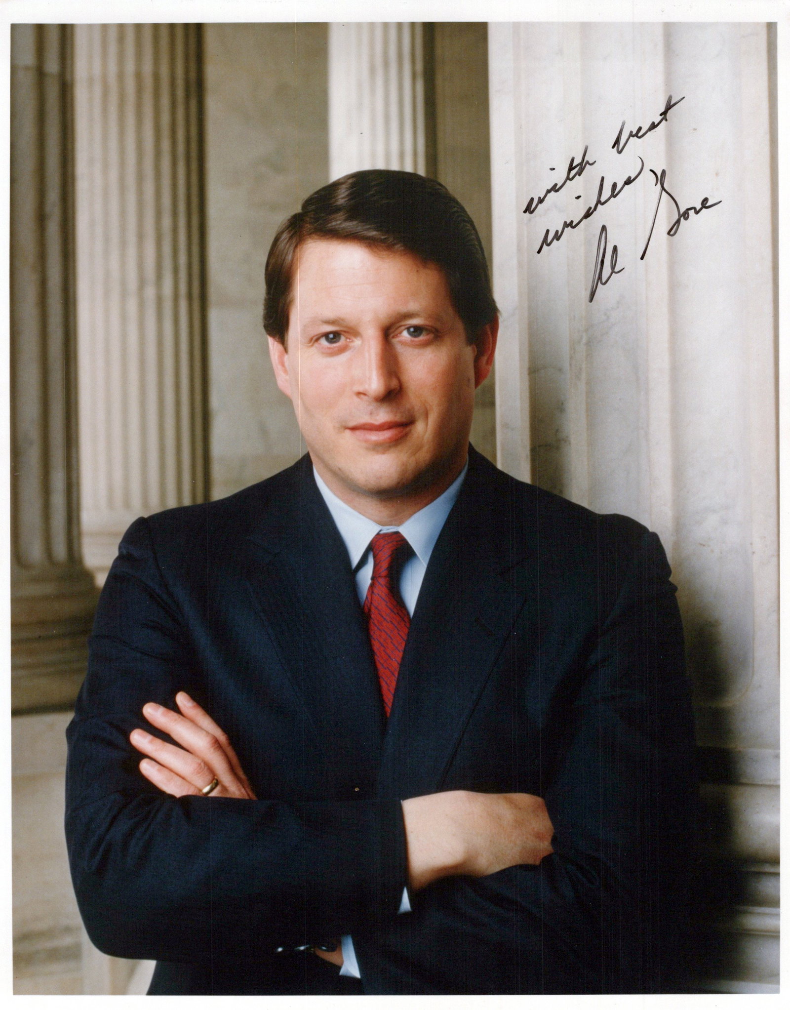 Al Gore FORMER VICE PRESIDENT Signed Photo: Photo size is 8x10. Al Gore Former Vice President signed photo. Albert Arnold Gore Jr. is an American former politician, businessman, and environmentalist who served as the 45th vice president of the 