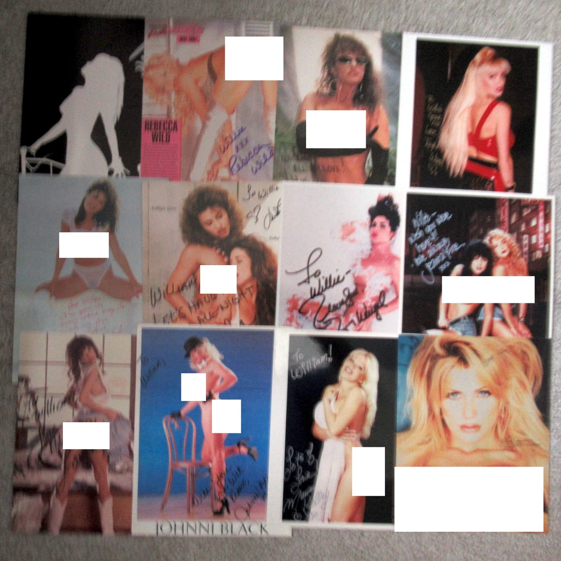 Audlt Stars In Person Lot #4 - ( 12 photos ): Photo sizes vary in this lot. You are getting all 12 photos shown here. Some of these are from pages of magazines, others on hard board and some photos. Some of the names here are - Linnea Quigley, Re