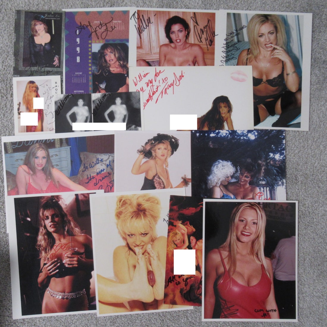 Audlt Stars In Person Lot #6 - ( 12 photos ): Photo sizes vary in this lot. You are getting all 12 photos shown here. Some of these are from pages of magazines, others on hard board and some photos. Some of the names here are - Jordan Lee, Andy L