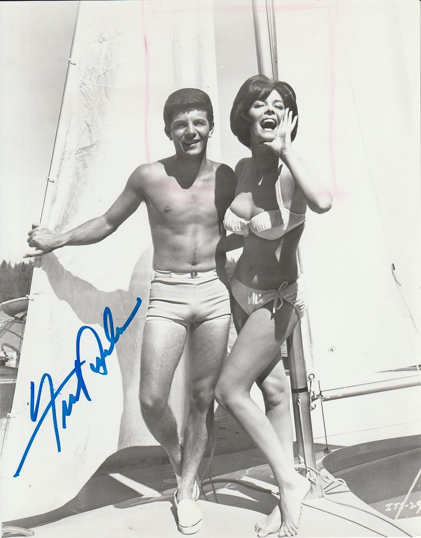 Frankie Avalon (7x9) I'LL TAKE SWEDEN In Person Signed Photo: Photo size is 7x9. Frankie Avalon in person signed photo from the film I'LL TAKE SWEDEN. Frankie Avalon as the character Kenny Klinger