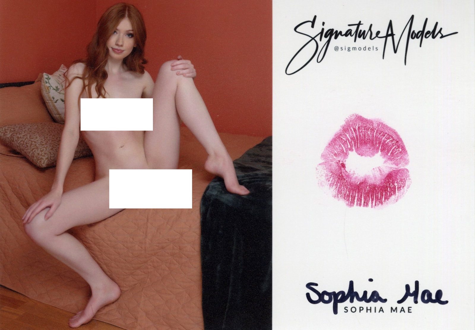 Sophie Mae LIP PRINT KISS CARD In Person Signed Photo: Photo size is 5x7. PRIVATE SIGNING.Sophie Mae in person signed photo and kiss card. Signature Model. 5x7 Color In Person signed very sexy portrait. She added a lip print. This item was signed at an EX