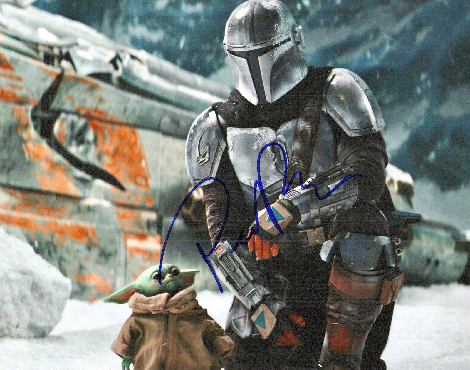 Pedro Pascal THE MANDELOREAN In Person Signed Photo: Photo size is 8x10. Pedro Pascal in person signed autographed photo from the TV series THE MANDALORIAN. Pedro Pascal as the character The Mandalorian