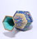 A CHINESE BLUE GLAZED FAMILLE ROSE HEXAGONAL VASE WITH - 5