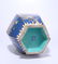 A CHINESE BLUE GLAZED FAMILLE ROSE HEXAGONAL VASE WITH - 8