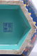 A CHINESE BLUE GLAZED FAMILLE ROSE HEXAGONAL VASE WITH - 9