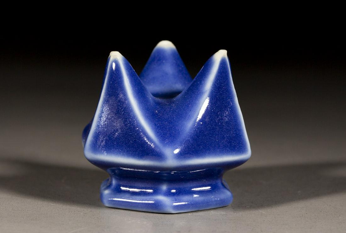 A CHINESE BLUE GLAZED TRIPOD INCENSE BURNER, QING DYNASTY (1 of 6)