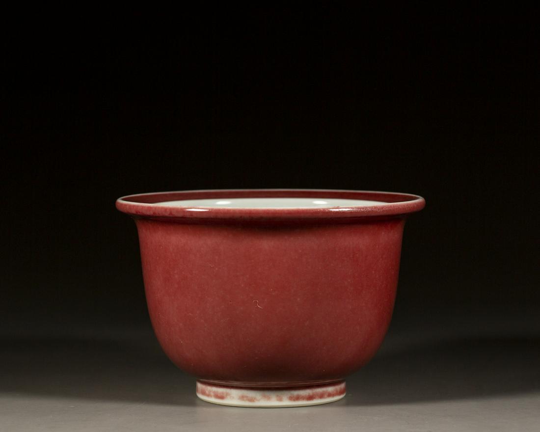 A CHINESE RED GLAZED FLOWER POT, QING DYNASTY (1 of 7)