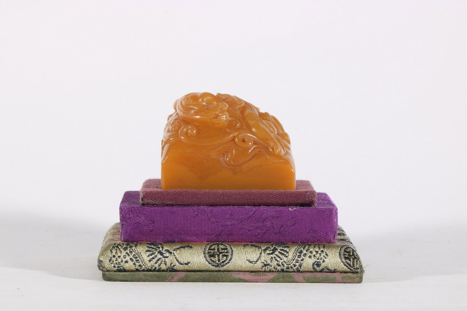 A CHINESE SOAPSTONE DRAGON SEAL, QING DYNASTY (1 of 7)
