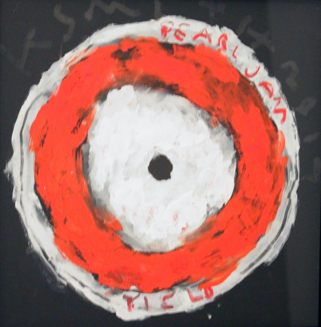 Kerry Smith - Off the Record/Pearl Jam/Yield: Kerry Smith Off the Record/Pearl Jam/Yield Medium: Mixed media, gouache, oil stick on board Year: Unknown Size: 12 x 12 Signature: Yes Kerry Smith is an art director, graphic designer and painter. His