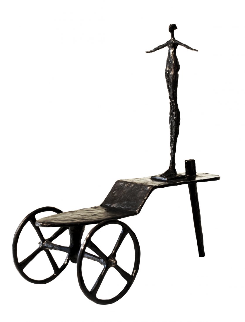 Tom Corbin - Cartwheel: Tom Corbin Cartwheel Medium: Bronze Year: Unknown Size: 20 x 8.5 x 19 Signature: No Tom Corbin's introduction and subsequent career in sculpture has been based more on serendipity than calculation. Bo