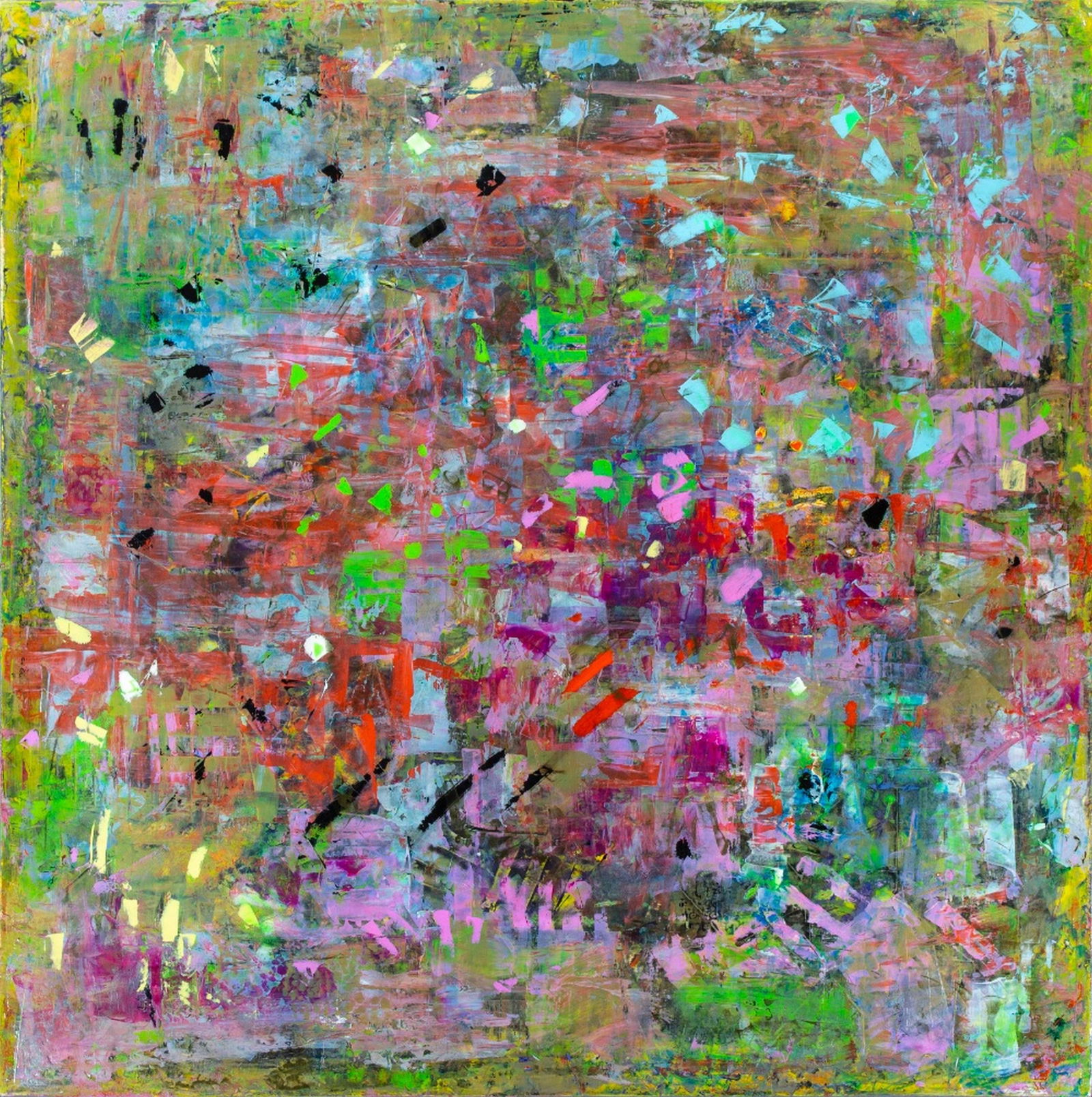 Mark Hennick - Asana: Mark Hennick| Asana Medium: Acrylic on Canvas Year: Unknown Size: 36 x 36 Signature: Yes Kansas City based artist and graphic designer, Mark Hennick enjoys the process of describing color, working wit