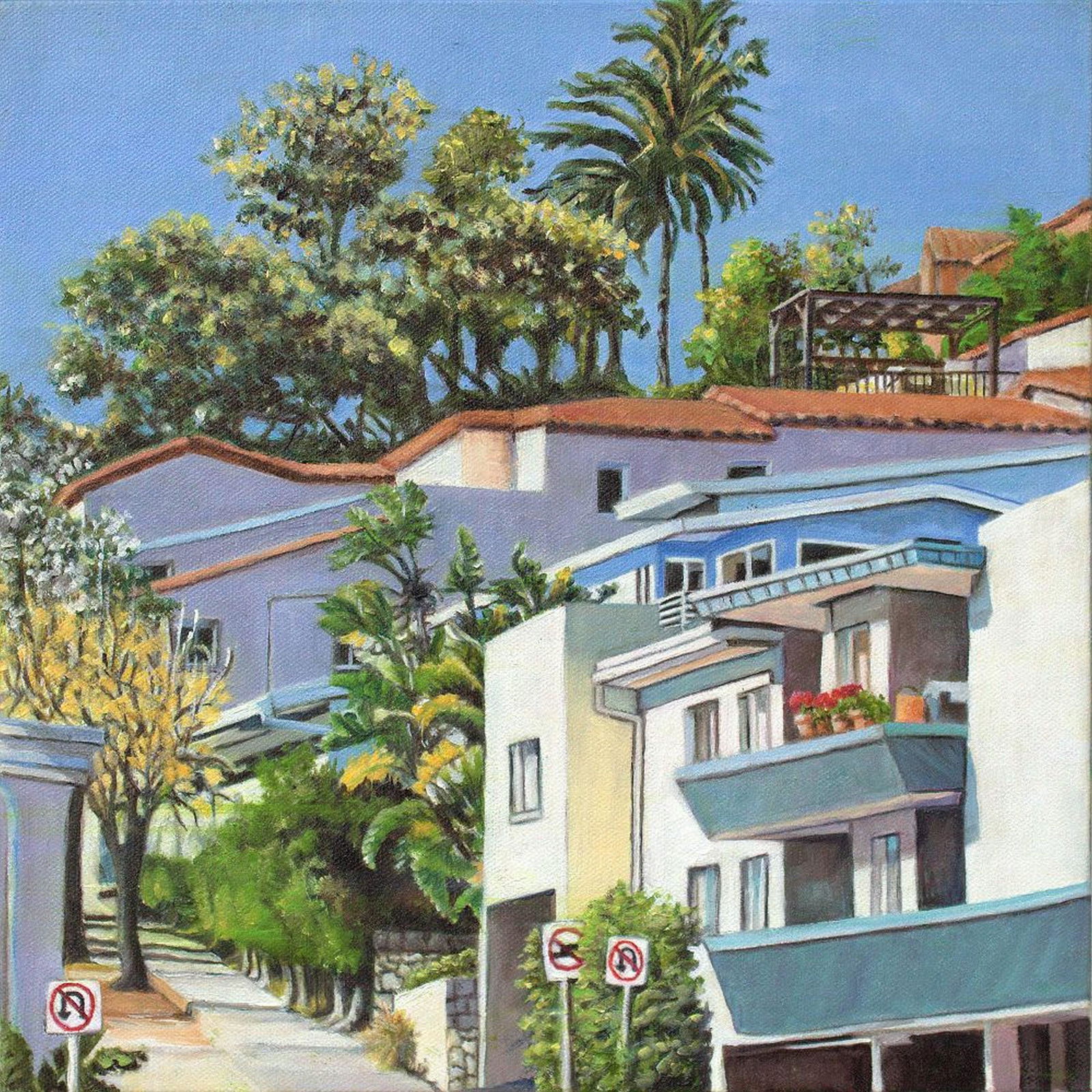 Vickie Trotter - Just Off Cienega: Vickie Trotter | Just Off Cienega Medium: Oil on Canvas Year: Unknown Size: 12 x 12 Signature: Yes Vickie Trotter, painter and printmaker, lives and works in Kansas City. Her professional career began