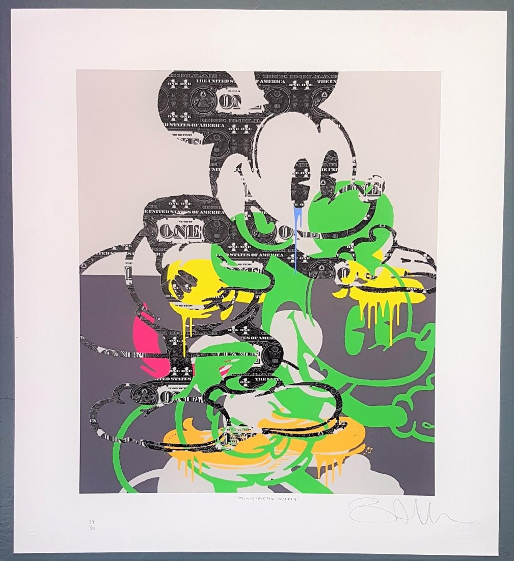 Ben Allen | Deconstructed Mickey (Pop Art, Street Art): Ben AllenDeconstructed Mickey (Pop Art, Street Art, Andy Warhol)UV print with gloss varnish on Hahnemühle VelvetYear: 2020Signed, numbered and titled by hand, dry stampEdition: 50Size: 19.9 × 17.5 o
