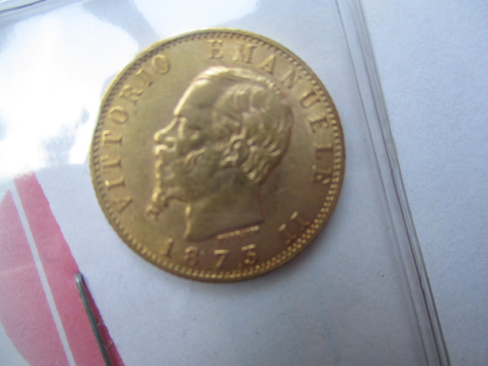 1873 Gold Vittorio Emanuele 20 Lira Coin: See title