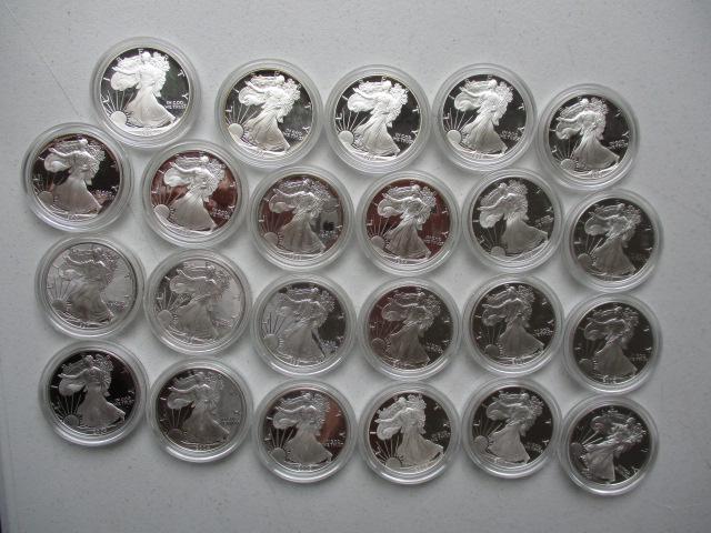 1986-2008 Silver Eagle Coins S,P, and W Mint Marks (23: See title