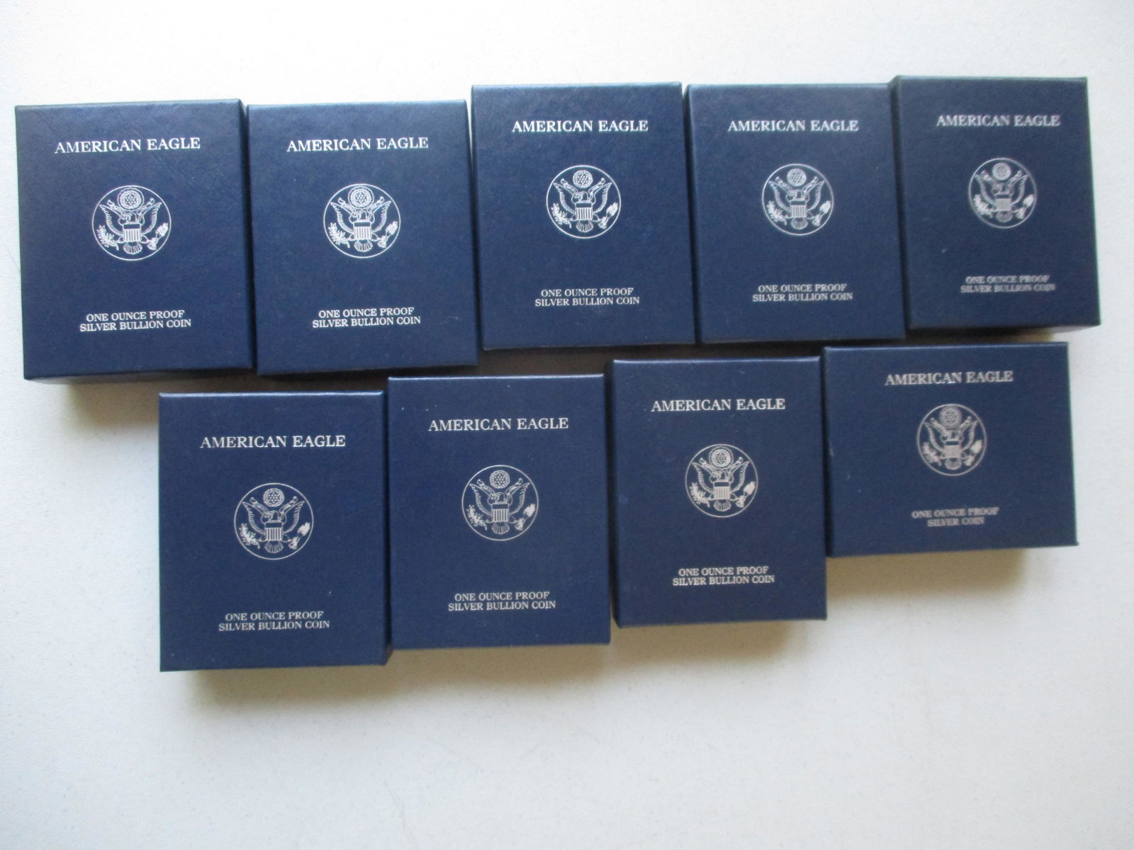 American Siver Eagle Dollars: 2007, (2) 2008, 2011, (2) 2012, (2) 2013, and 2014 American Eagle Silver Dollars