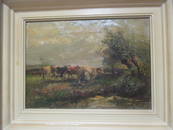 W. Maris (William Maris) O/C Man Walking Cows