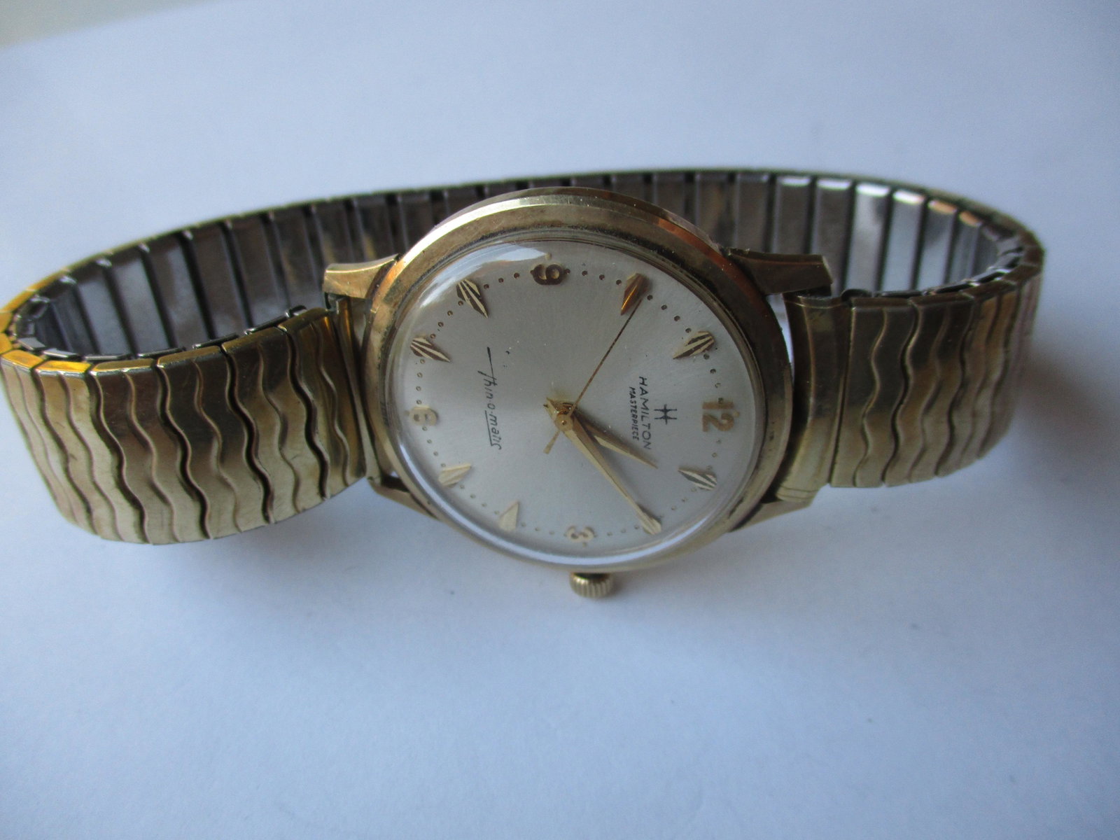 Hamilton Men's Wristwatch 10K: Band 10K & Base Metal - Thin-O-Matic - Runs (Pocket Watch Tested to see that it runs for 10 seconds)
