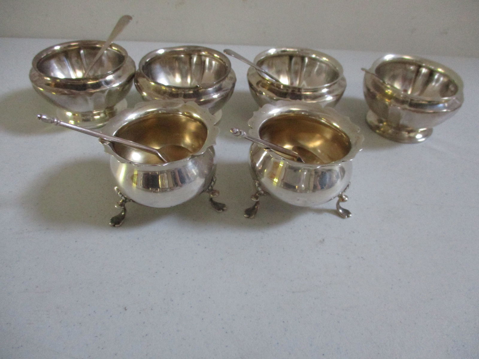 English Sterling Salt & Pepper Cruet Sets with Spoons (1 of 10)