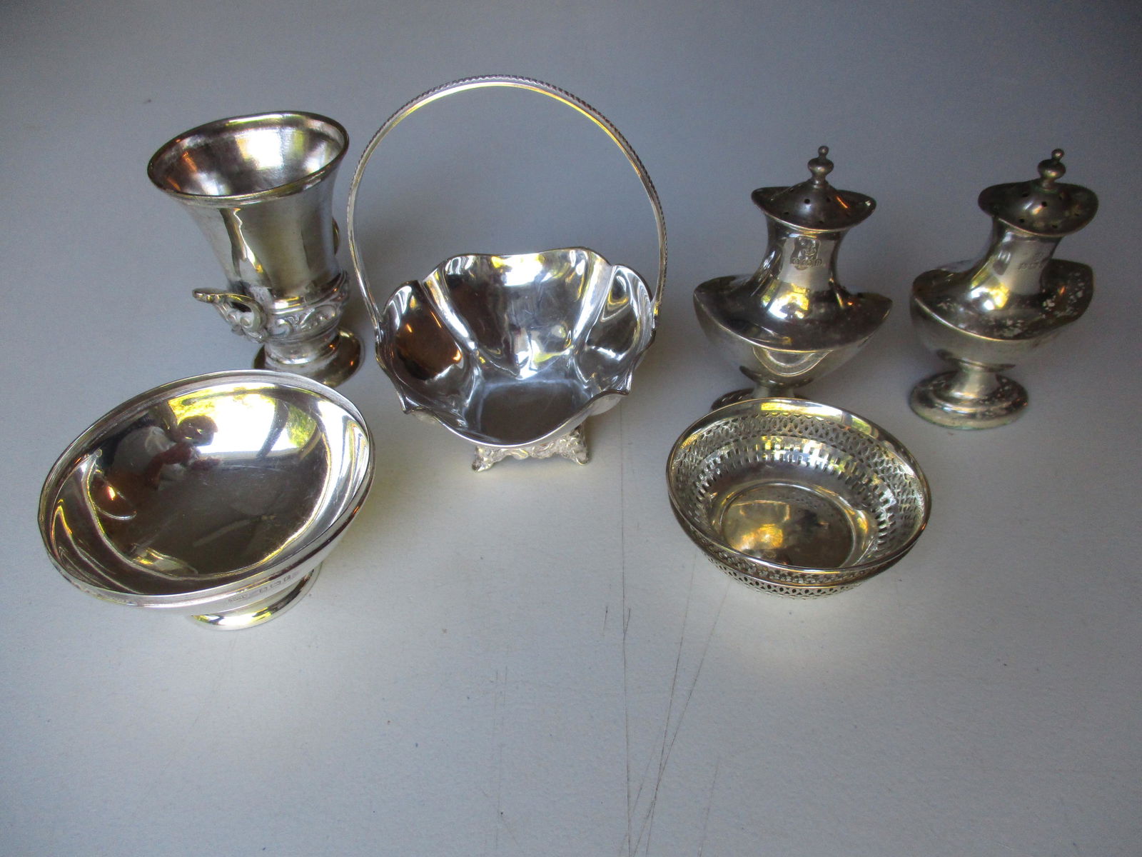 English Sterling Basket, Footed + 2 Other Bowls, (1 of 14)