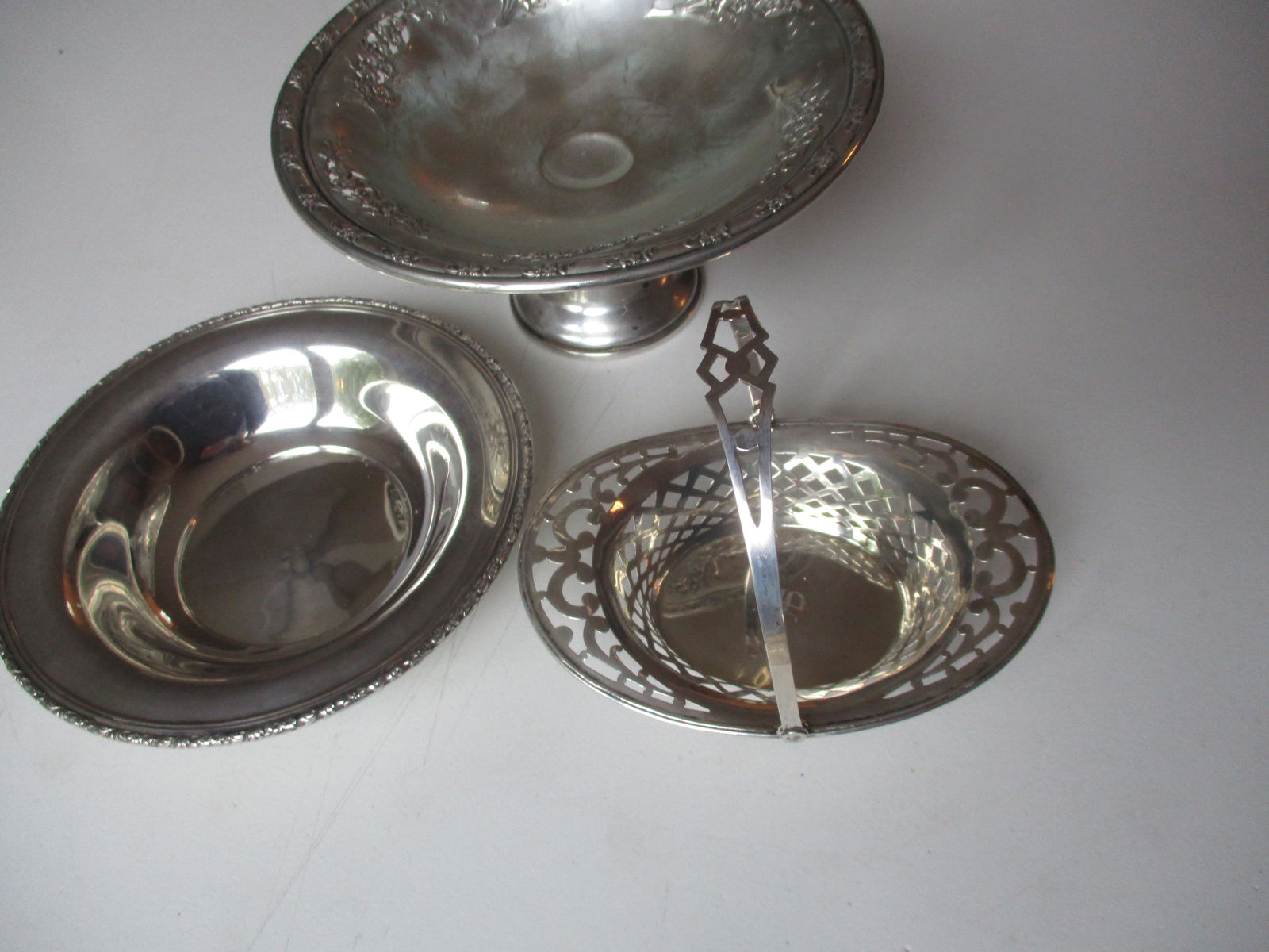 Sterling Basket, 6" Bowl, and Pedestal Dish (1 of 7)
