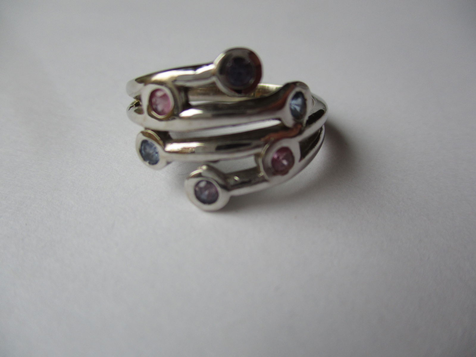 14K White Gold Tanzanite & Ruby 6 Stone Ring (1 of 6)