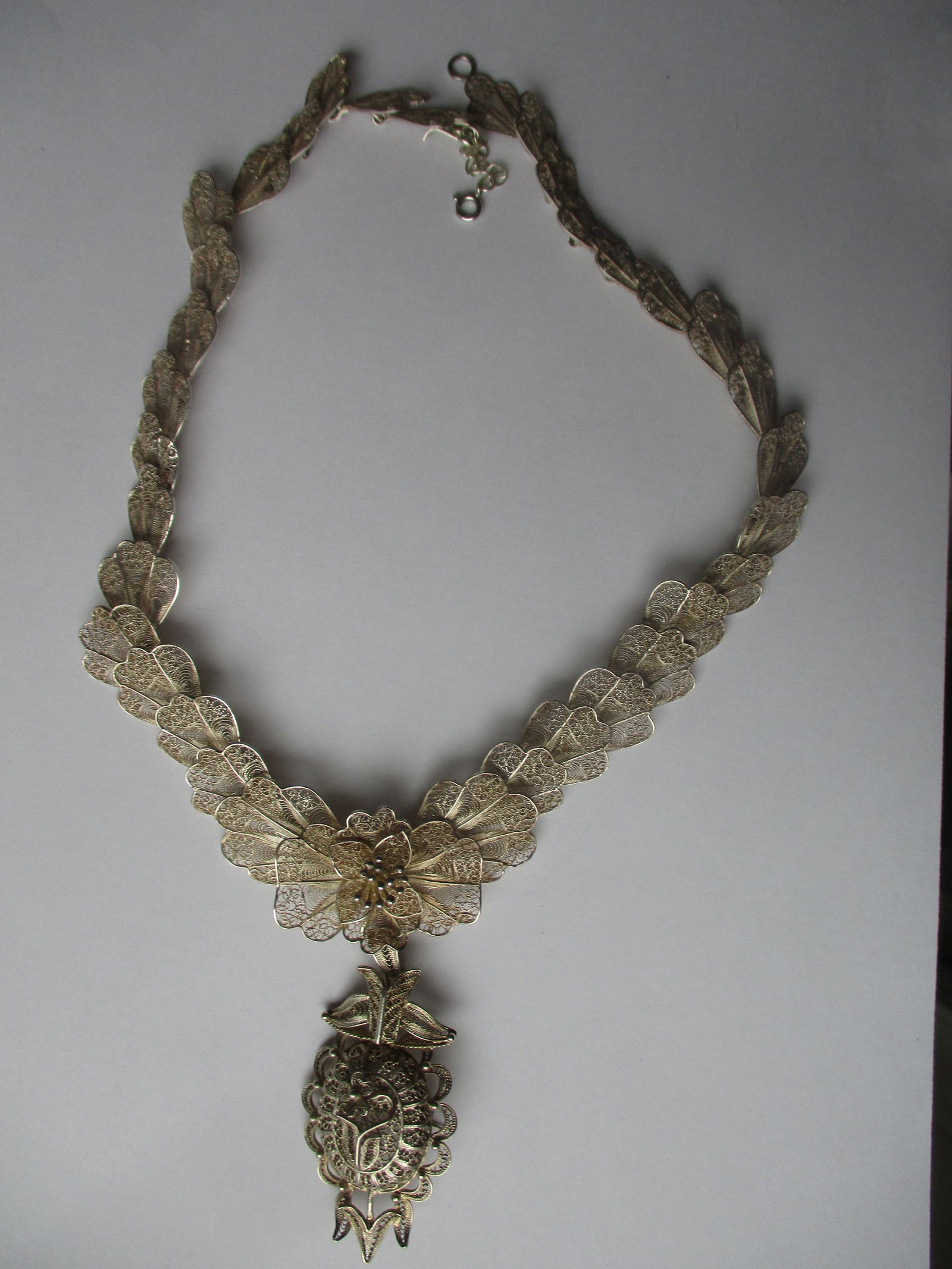 Sterling Silver Ornate Filigree Circa 1920's  Necklace (1 of 6)